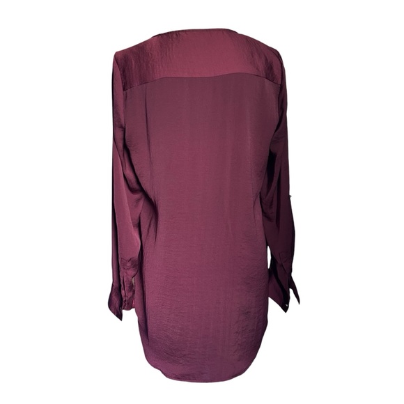 APT 9 V Neck Long Sleeve Blouse, Maroon, Size Medium - Picture 7 of 11